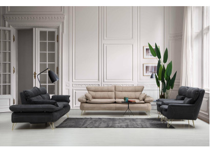 Sofas komplekts 3+3+1+1 vieta Melns dīvāns Krēsli Dīvāni komplekts 4 gab.