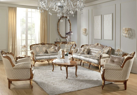 Sofa Baroque Rococo Klasiskais trīsvietīgais 3-vietīgais dīvāns Apgalvojums Dīvāni Dīvāni