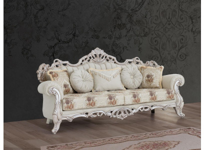 Luksusa trīsvietīga dīvāna mīkstais mēbeles veļš baroka rokoko 3-vietīgā sofa