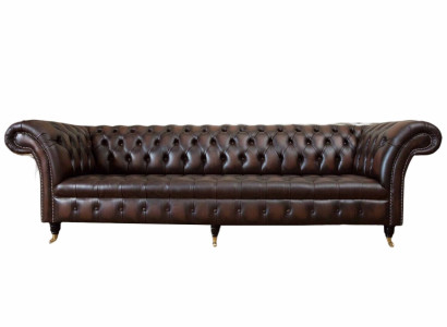 Ādas dīvāns 4 sēdvietu dīvāns Lux Klasiskais ādas Chesterfield dīvāns.