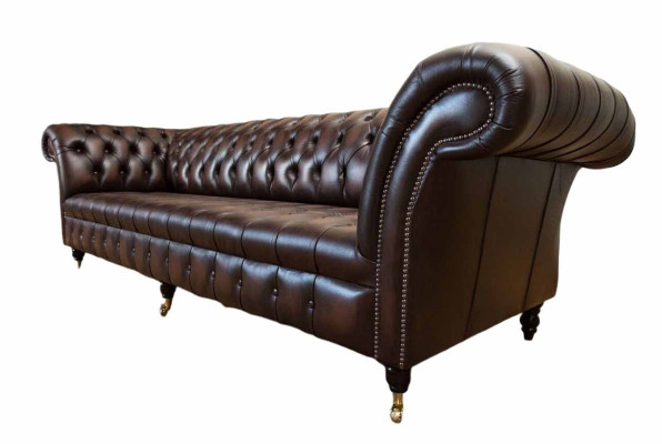 Ādas dīvāns 4 sēdvietu dīvāns Lux Klasiskais ādas Chesterfield dīvāns.