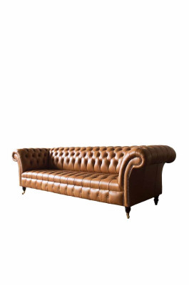 Ādas dīvāns Chesterfield 4 vietīgs dīvāns luksusa ādas dīvāni polsterēts viesistabai