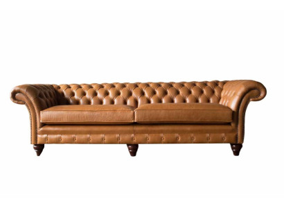 Dīvāns 4 vietīgs dīvāns polsterēts Chesterfield dīvāns sēdvieta ādas dizains brūns mēbeles.