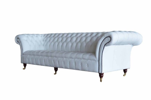 Chesterfield Dīvāni dizaina Luxus Balts Tekstils 4 sēdvietu audums 4 sēdvietas