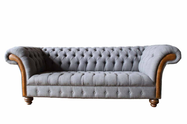Chesterfield auduma dīvāns luksusa dīvāns polsterēts dīvāns pelēks tekstils
