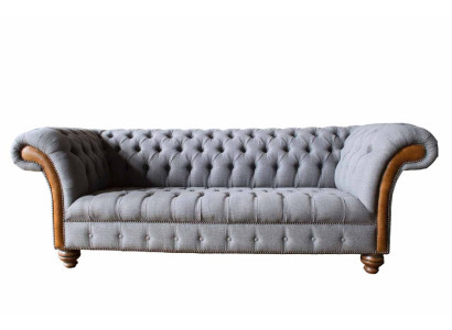 Chesterfield auduma dīvāns luksusa dīvāns polsterēts dīvāns pelēks tekstils