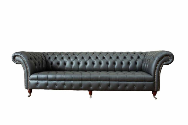 Grezns četrvietīgs dīvāns, četrvietīgs Chesterfield angļu stilā ar auduma dizainu viesistabai.