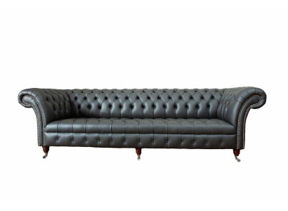 Grezns četrvietīgs dīvāns, četrvietīgs Chesterfield angļu stilā ar auduma dizainu viesistabai.
