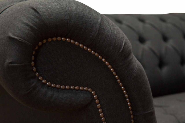 Chesterfield dīvāns 4 vietīgs melns audums viesistabas dizaina dīvāns polsterējums