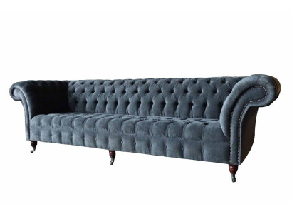Četrvieta dīvāns 4-vietīgs dīvāns Moderns Pelēka dizaina audums Chesterfield