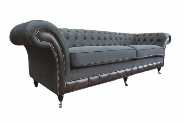 Dizaina dīvāns Luxus polsterēti dīvāni četru sēdvietu dīvāns Chesterfield Luxus pelēks