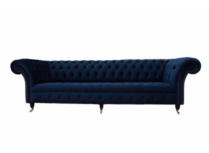 Sofa Chesterfield dīvāns, 4-vietīgs polsterēts auduma dīvāns dzīvojamās istabas mēbeles.