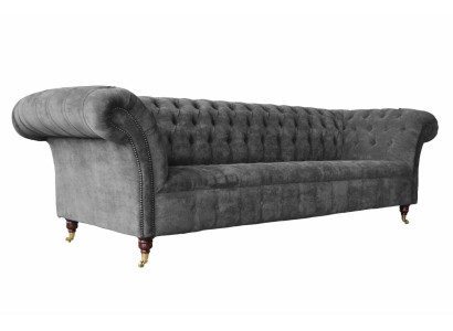 Chesterfield 3 sēdvietu dīvāns Polster Sitz Tekstil Stoff Pelēks Dīvāns Sofa