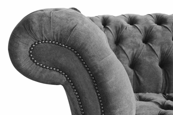 Chesterfield 3 sēdvietu dīvāns Polster Sitz Tekstil Stoff Pelēks Dīvāns Sofa