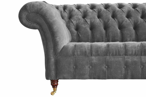Chesterfield 3 sēdvietu dīvāns Polster Sitz Tekstil Stoff Pelēks Dīvāns Sofa