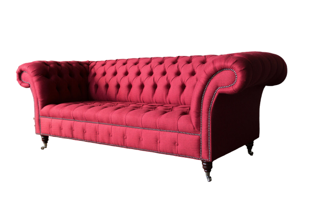 Chesterfield 3 sēdvietu trijosēju dizaina dīvāns polster sofa rozetes audums.