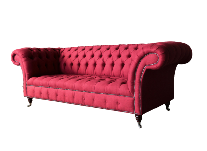 Chesterfield 3 sēdvietu trijosēju dizaina dīvāns polster sofa rozetes audums.