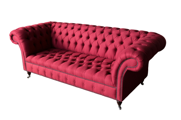 Chesterfield 3 sēdvietu trijosēju dizaina dīvāns polster sofa rozetes audums.