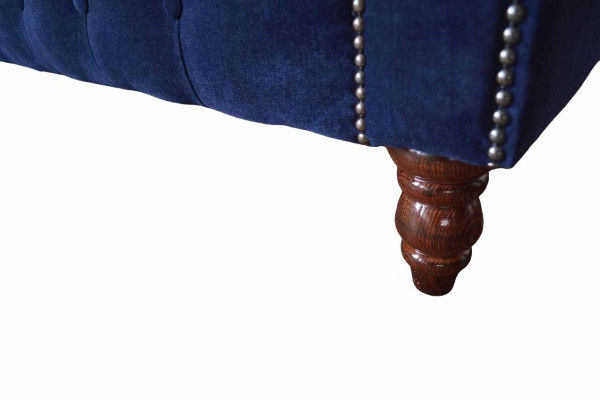 Chesterfield dizaina luksusa mīkstā sofa ar 3 sēdvietām, zila auduma jauna