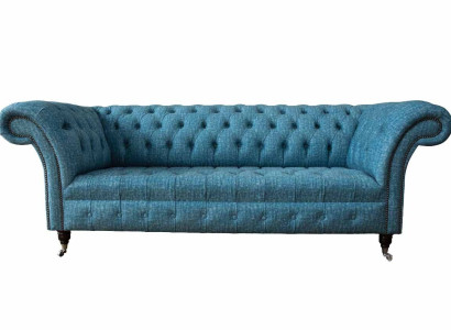 Zils trīsvietīgs audekla dīvāns dzīvojamā istaba dīvāni dīvāns Chesterfield