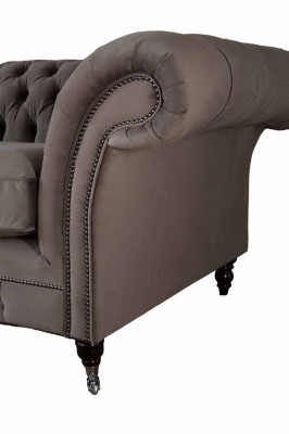 Dīvāni, polsteri, sofas, 3 sēdvietu trīsvietīgs auduma dīvāns Chesterfield pelēks jauns