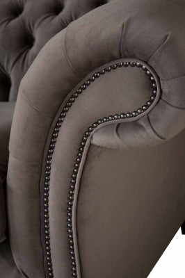 Dīvāni, polsteri, sofas, 3 sēdvietu trīsvietīgs auduma dīvāns Chesterfield pelēks jauns