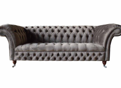 Angļu Chesterfield dīvāns Driecouch biroja mēbeles Samts 230cm Tūpējas krāsā