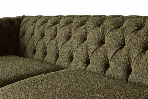 Angļu Chesterfield dīvāns Dreibalstu biroja mēbeles 230 cm zaļais samts.