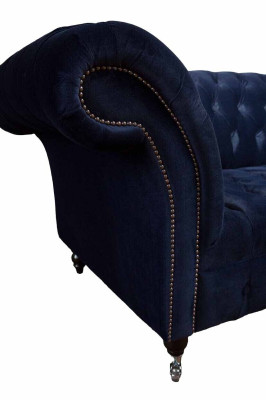 Luksusa divdeva zila auduma krēslsofa Stil Couch dīvāni Couchen mēbeles