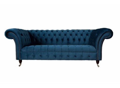 Chesterfield dīvāns 3-vietīgs mīkstais dīvāns luksusa auduma dizains.
