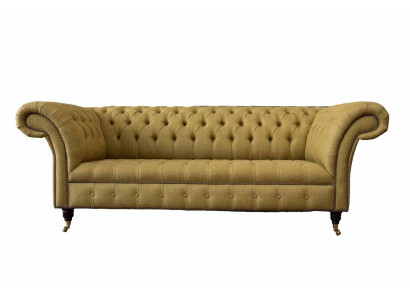 Chesterfield trīsvietu luksusa dīvāns 3 sēdvietu dizaina dīvāns Beža krāsā.