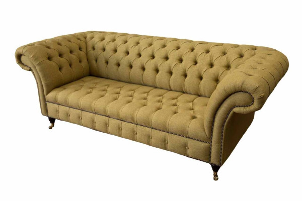 Chesterfield trīsvietu luksusa dīvāns 3 sēdvietu dizaina dīvāns Beža krāsā.