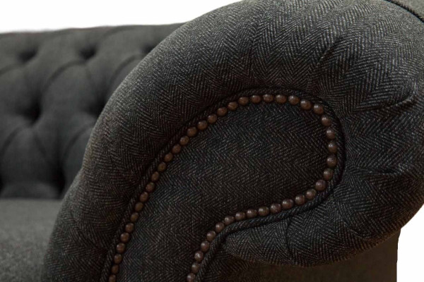 Chesterfield Tekstila Polster Dizaina Sofa Luxus dīvāns Pelēks dīvāns 3 vietas