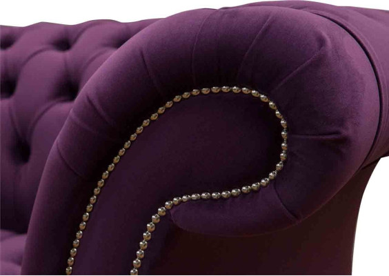 Lila Chestefilda sofa 3-vietīga Chesterfield dizaina dīvāns, auduma materiāls.