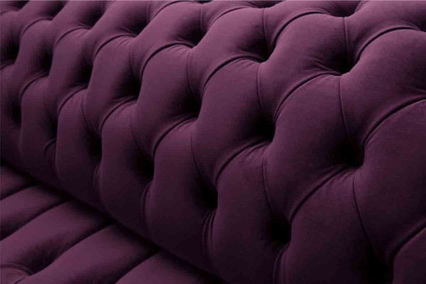 Lila Chestefilda sofa 3-vietīga Chesterfield dizaina dīvāns, auduma materiāls.