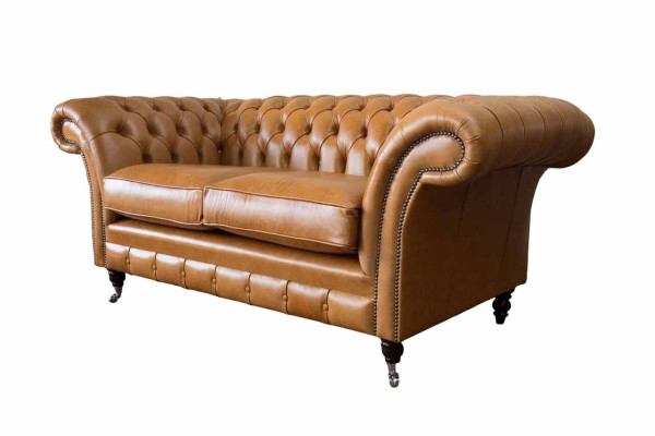 Chesterfield divvietīgs dīvāns 2 sēdvietas dīvāni Polster Sitz Leder Couch Braun