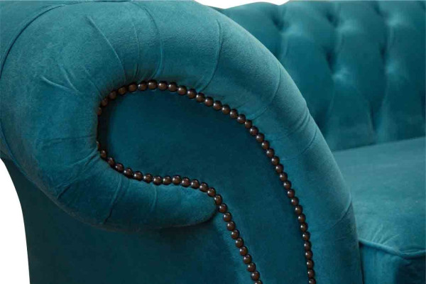Chesterfield trīsvietīgi zilā auduma dzīvojamā istaba dizaina mīkstie dīvāni