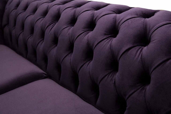 "Chesterfield angļu klasiskais stils dīvāns 3 sēdvietām, līda polsteris, violeta krāsa, 230 cm"