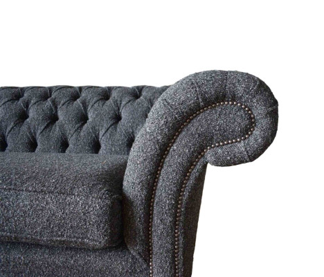 Pelēks Chesterfield 3-vietīgs dīvāns no auduma dizaina dīvāniem ar polsterējumu