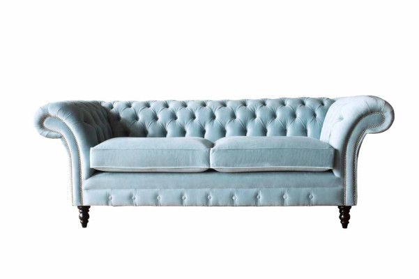 Chesterfield 3 sēdvietu auduma mīkstais dīvāns ar jaunāko stilu audumu modernajā stilā