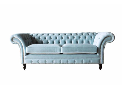 Chesterfield 3 sēdvietu auduma mīkstais dīvāns ar jaunāko stilu audumu modernajā stilā