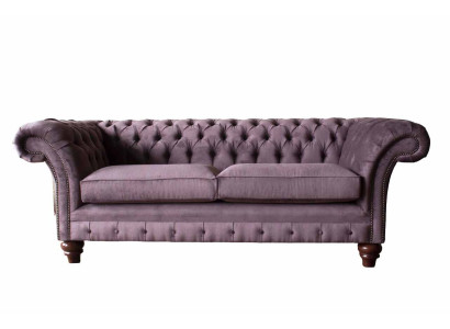 Chesterfield Lilā 3-vietīga dīvāns dzīvojamā istaba auduma dīvāns polstered dīvāns.