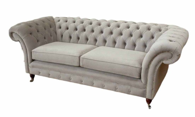 Chesterfield 3 sēdvietu relaksējoša dīvāna auduma mēbeles auduma dīvāns