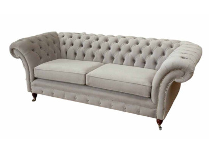 Chesterfield 3 sēdvietu relaksējoša dīvāna auduma mēbeles auduma dīvāns