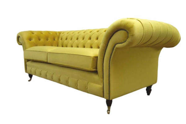 Tekstils 3 vietu zils audums dizaina dīvāns apmetums 230 cm Chesterfield dīvāns
