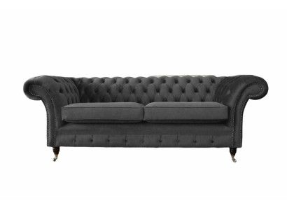 Dizaina Chesterfield dīvāns 3 sēdvietas pelēks dīvāns mīksto mēbelu-istabā.