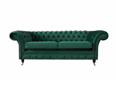 Sofa 3 vietnes Zaļš Čestersfīlda stila dīvāns Luxus Wohnzimmer dizains jauns