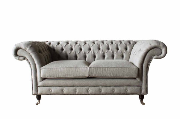 Chesterfield pelēks dīvāns ar 2 sēdvietām, koka mēbeles, trīsvietīgs dīvāns, jauns.