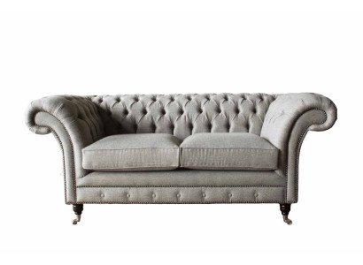 Chesterfield pelēks dīvāns ar 2 sēdvietām, koka mēbeles, trīsvietīgs dīvāns, jauns.