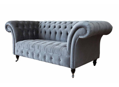 Česterfīldas sofa 3-vietīgā luksusa dīvāns. Dzīvojamā istaba Dīvāni Pelēka auduma dīvāns